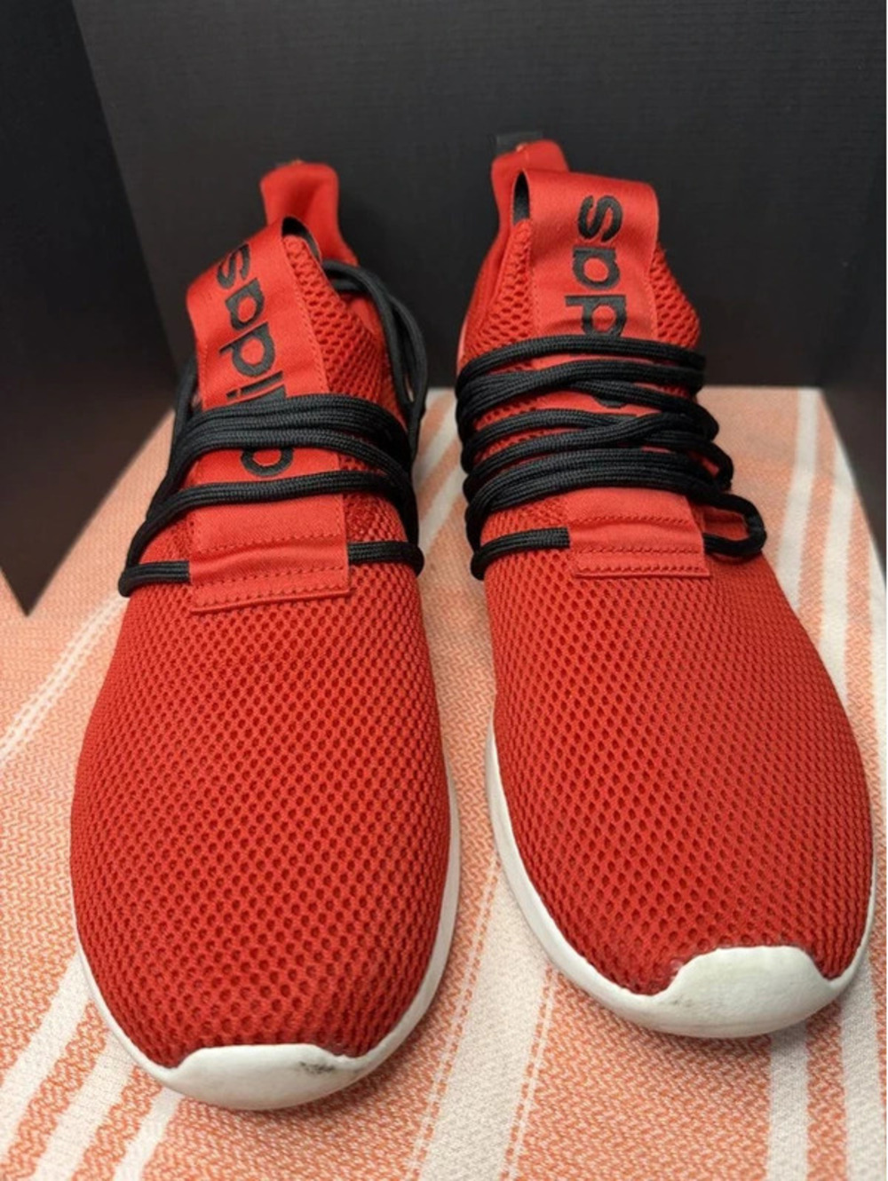 #849 Adidas Cloud foam Comfort Red Black Sneakers - Men's Size 12